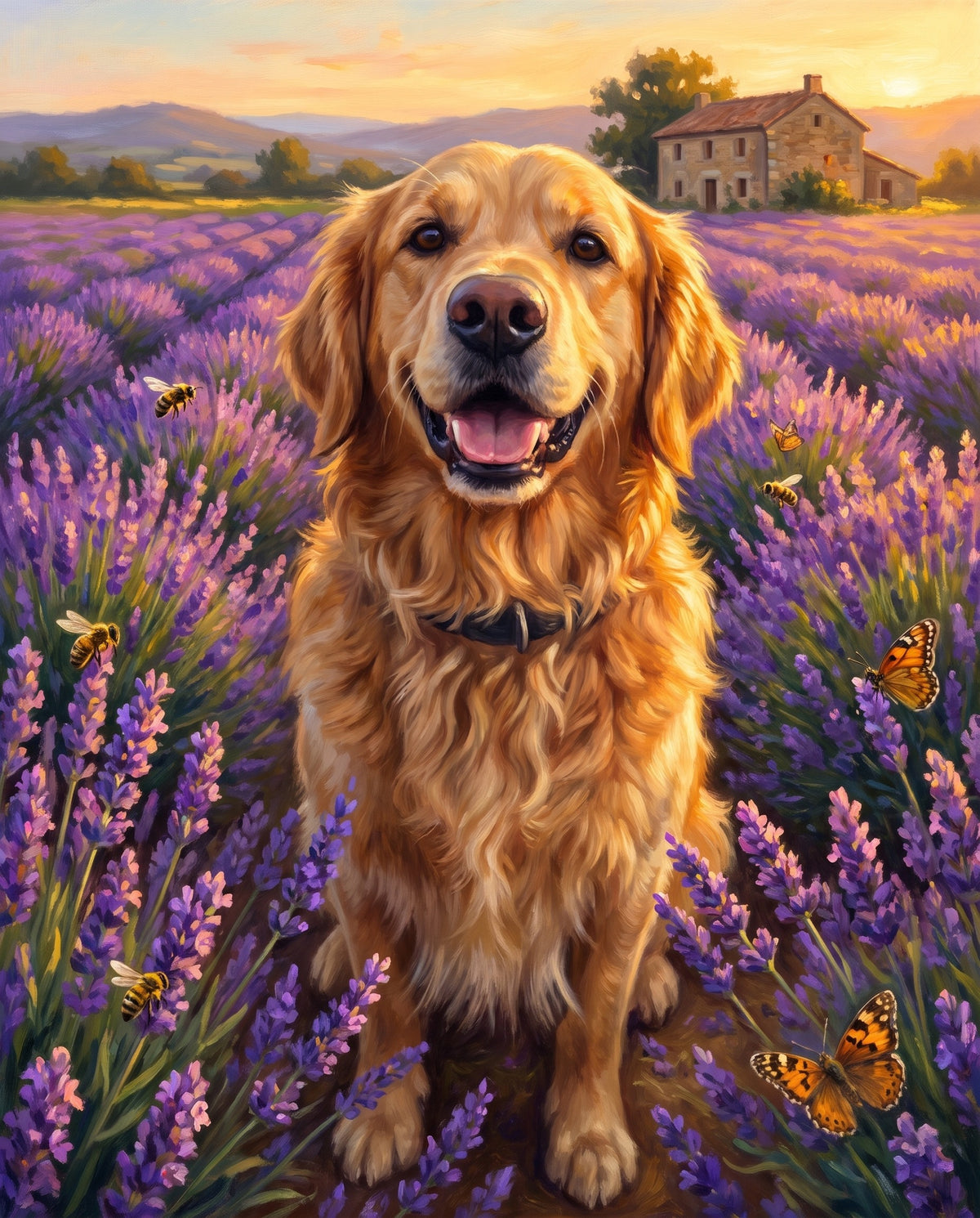 Lavender Field pet portrait sample