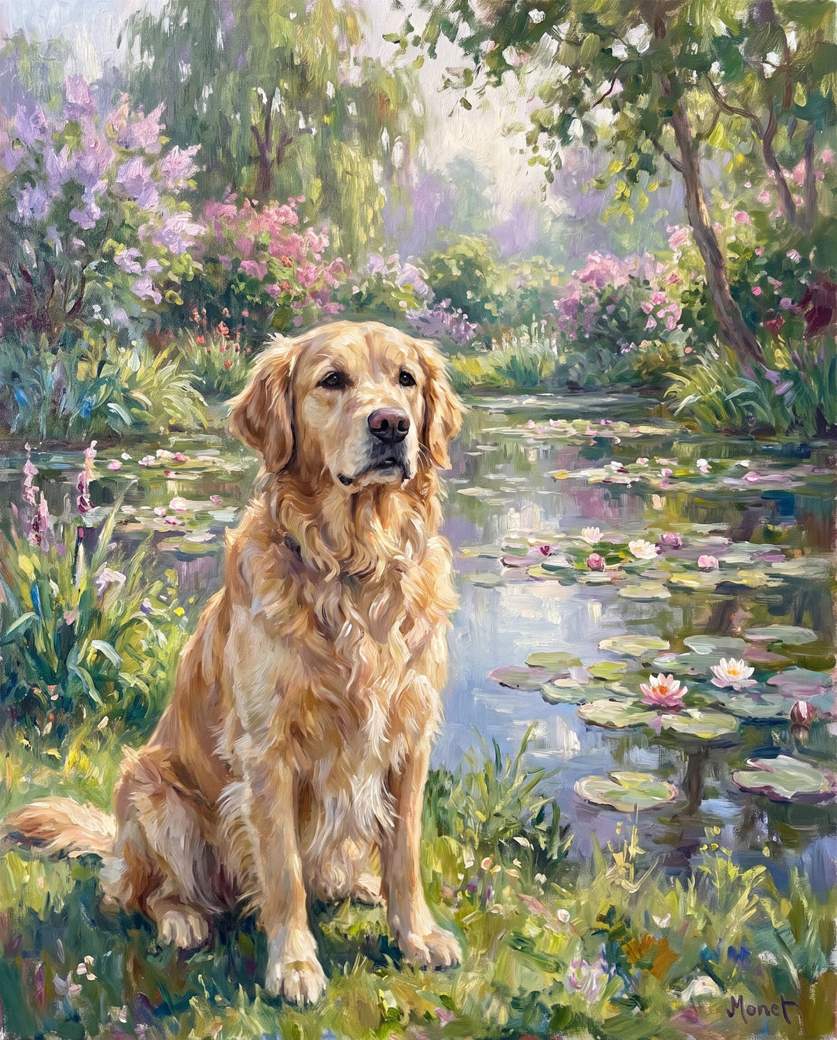 Impressionist Garden pet portrait sample