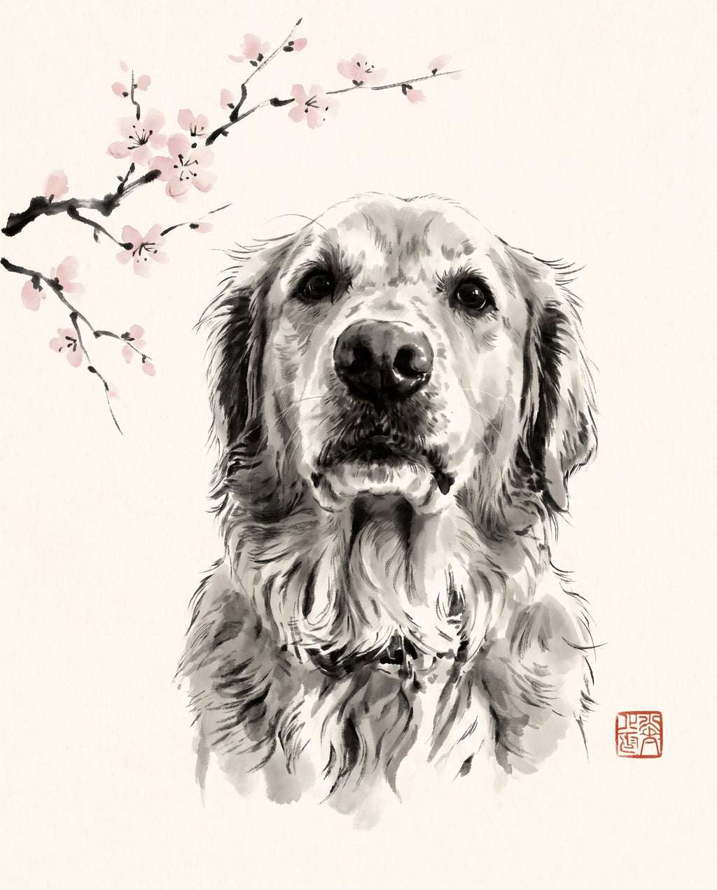 Japanese Ink pet portrait sample