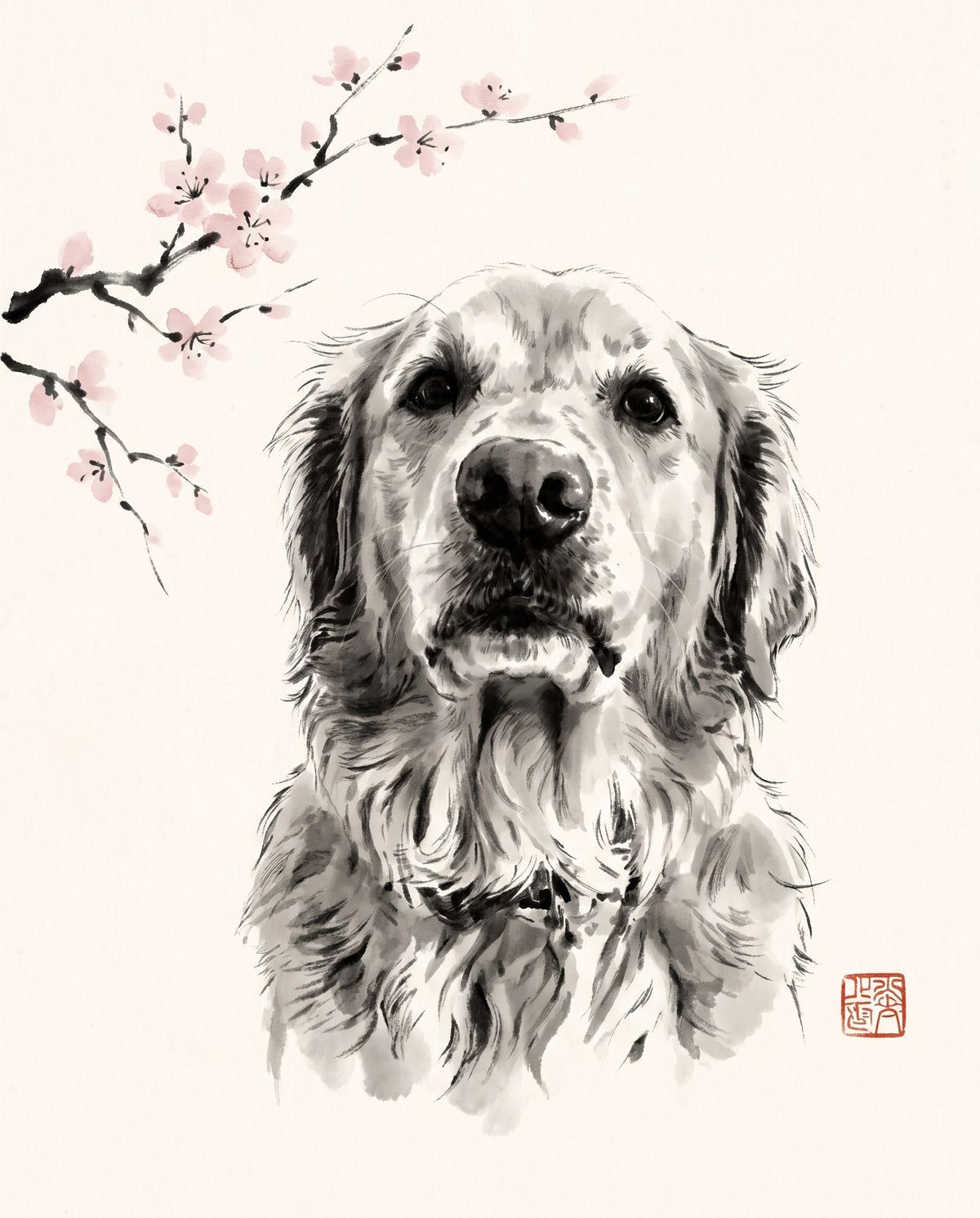 Japanese Ink pet portrait sample