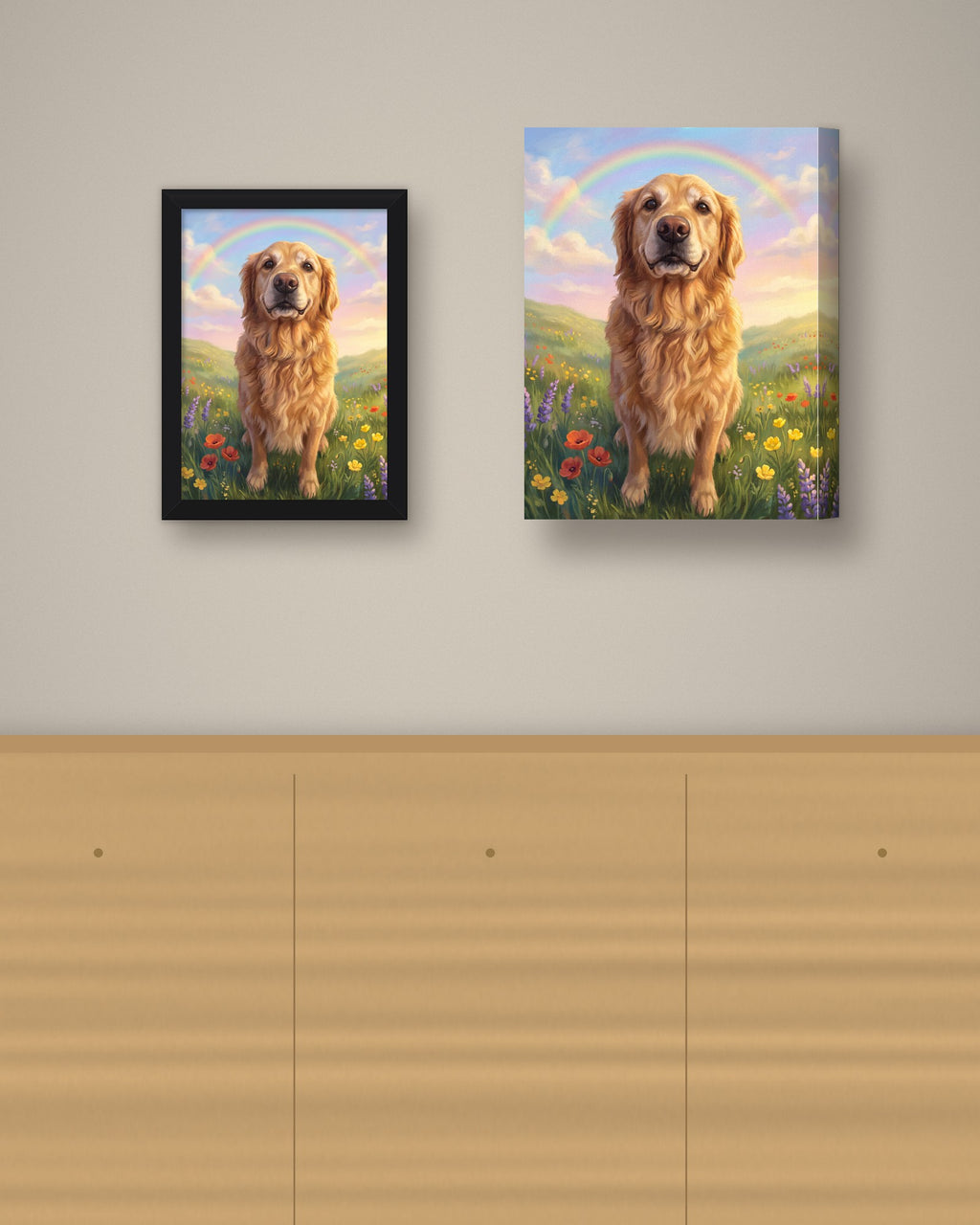 Format example: Example of a framed portrait on a wall