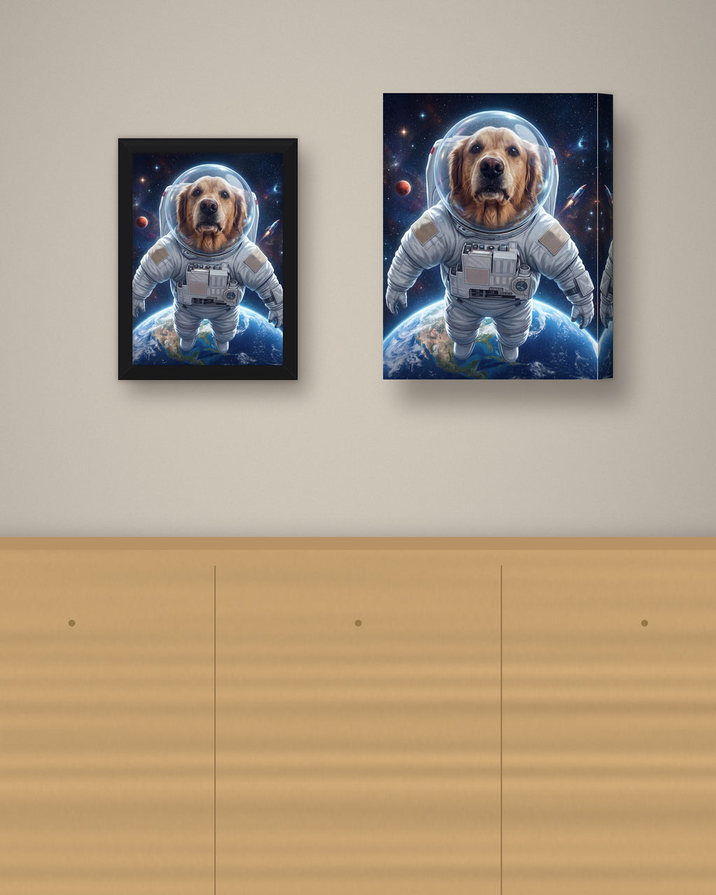 Format example: Example of a framed portrait on a wall