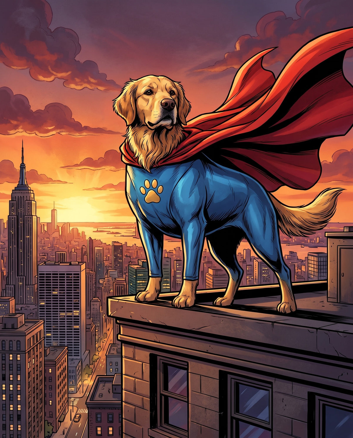 Superhero pet portrait sample