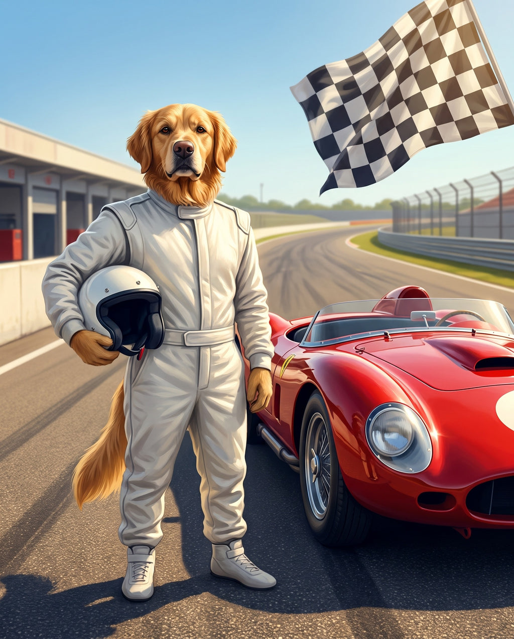 Racing Driver pet portrait sample