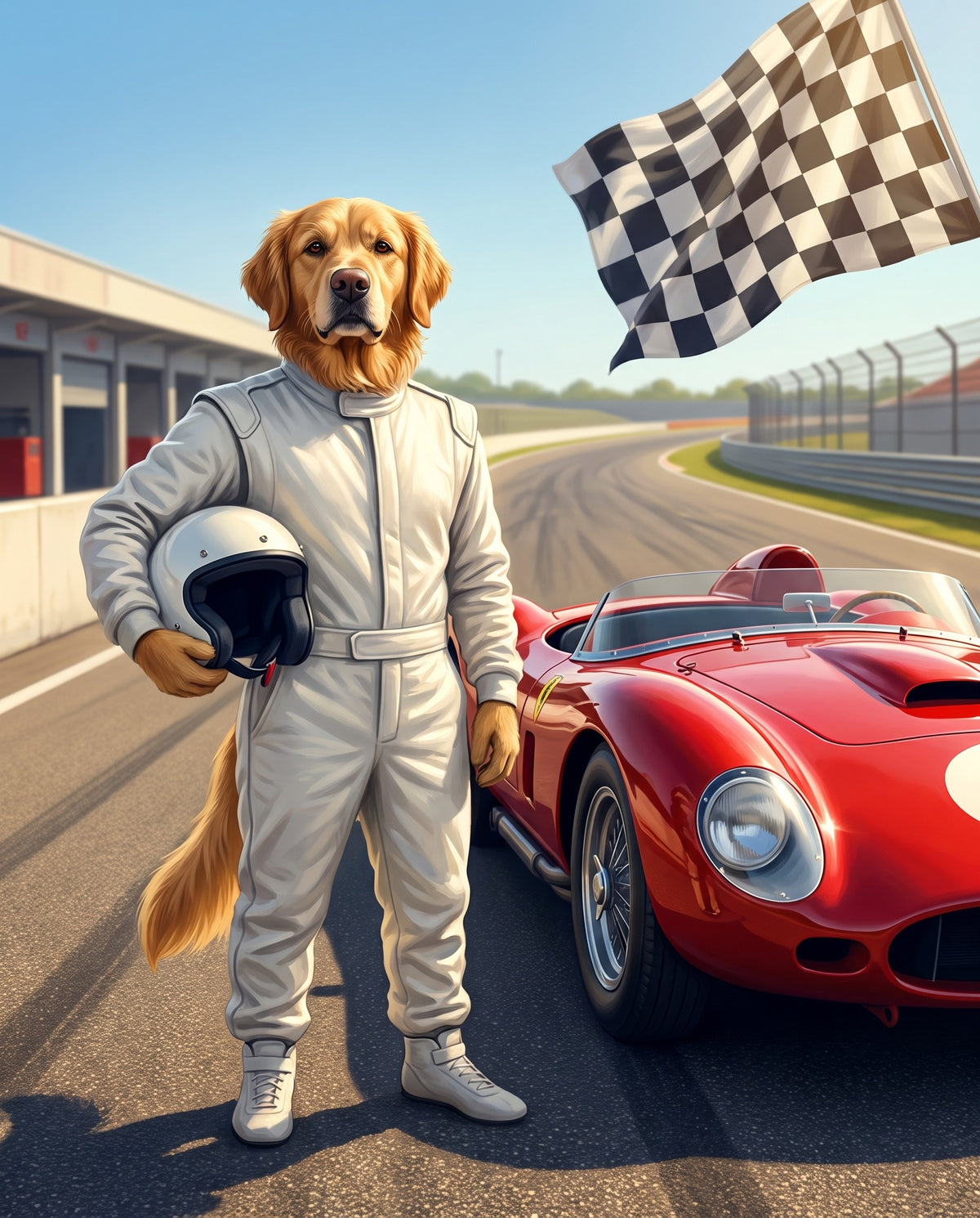 Racing Driver pet portrait sample