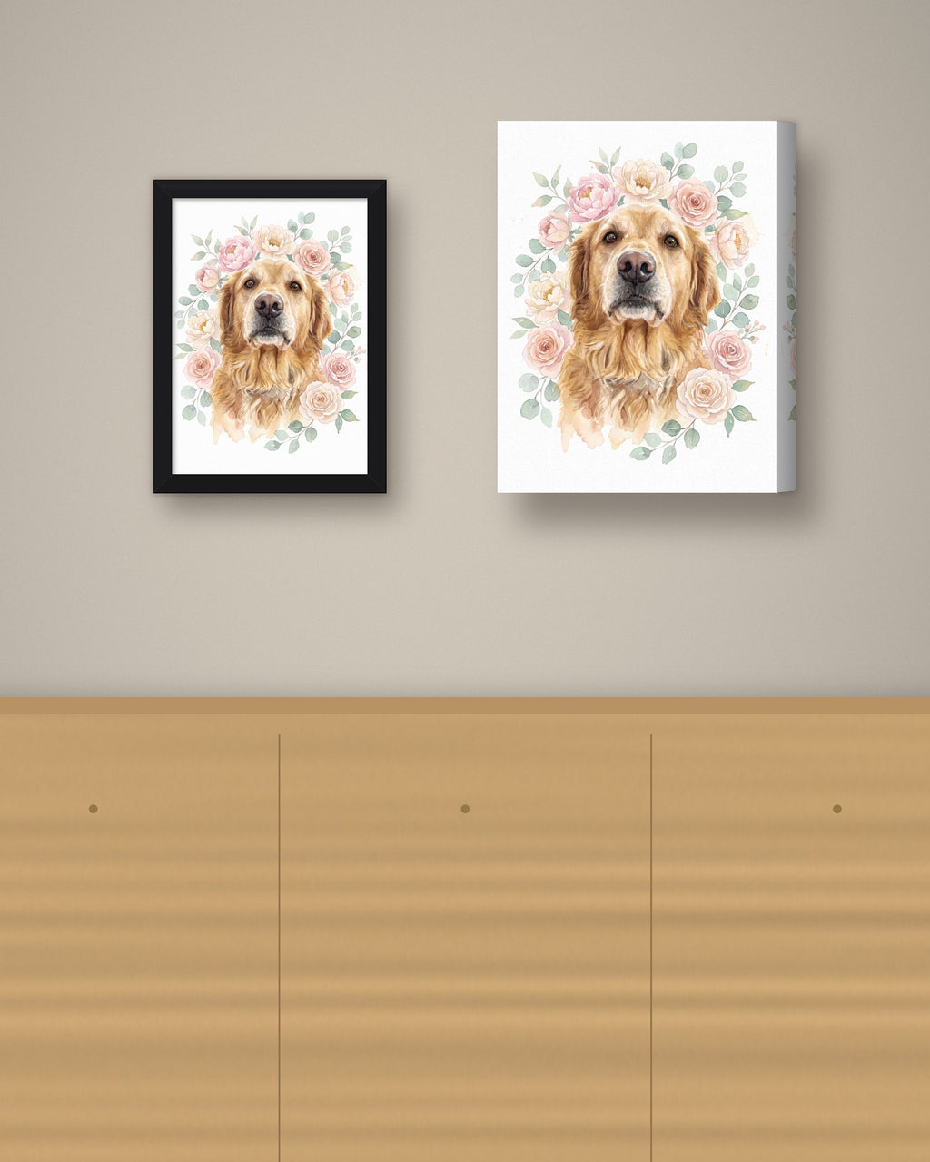 Format example: Example of a framed portrait on a wall