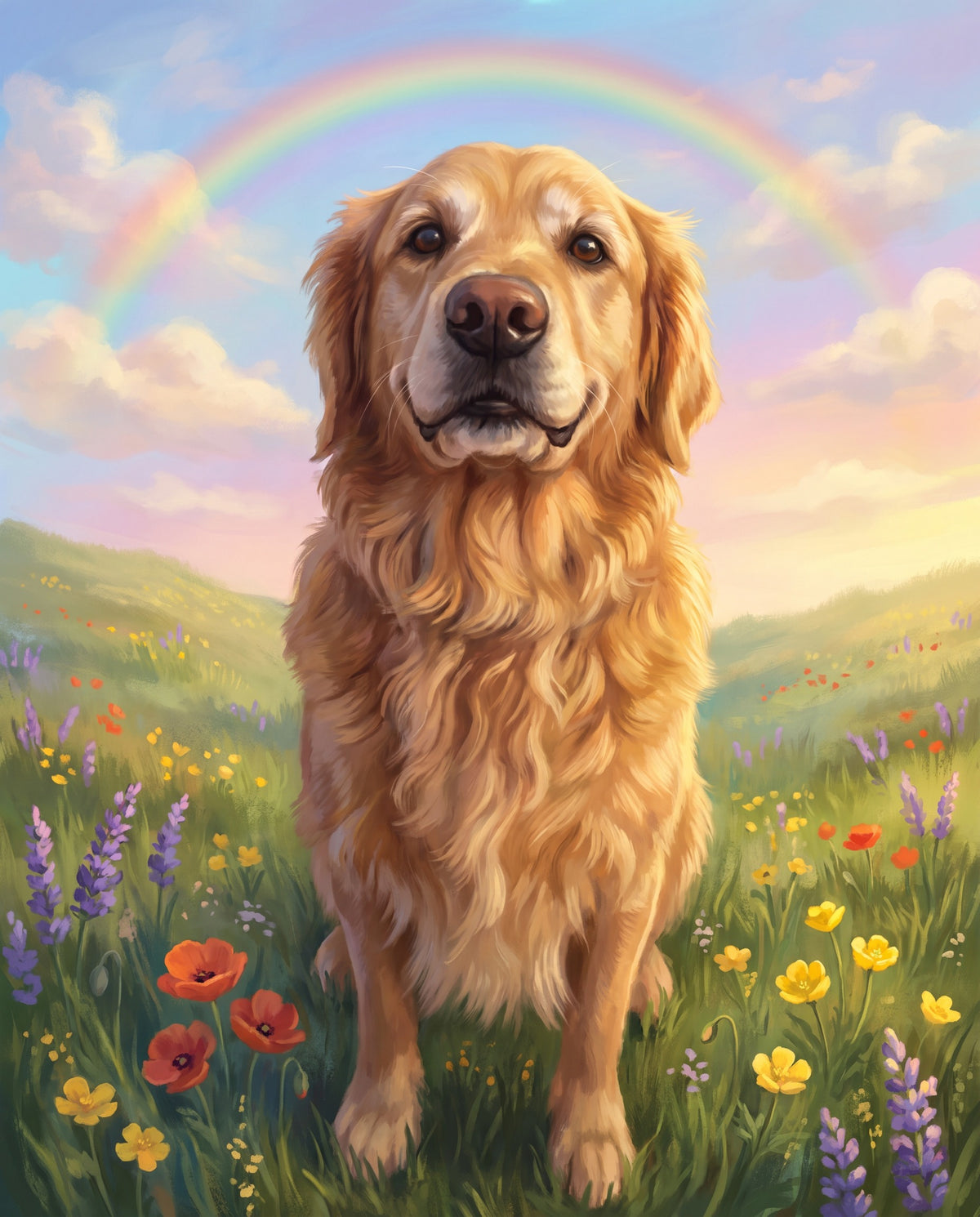 Rainbow Bridge pet portrait sample