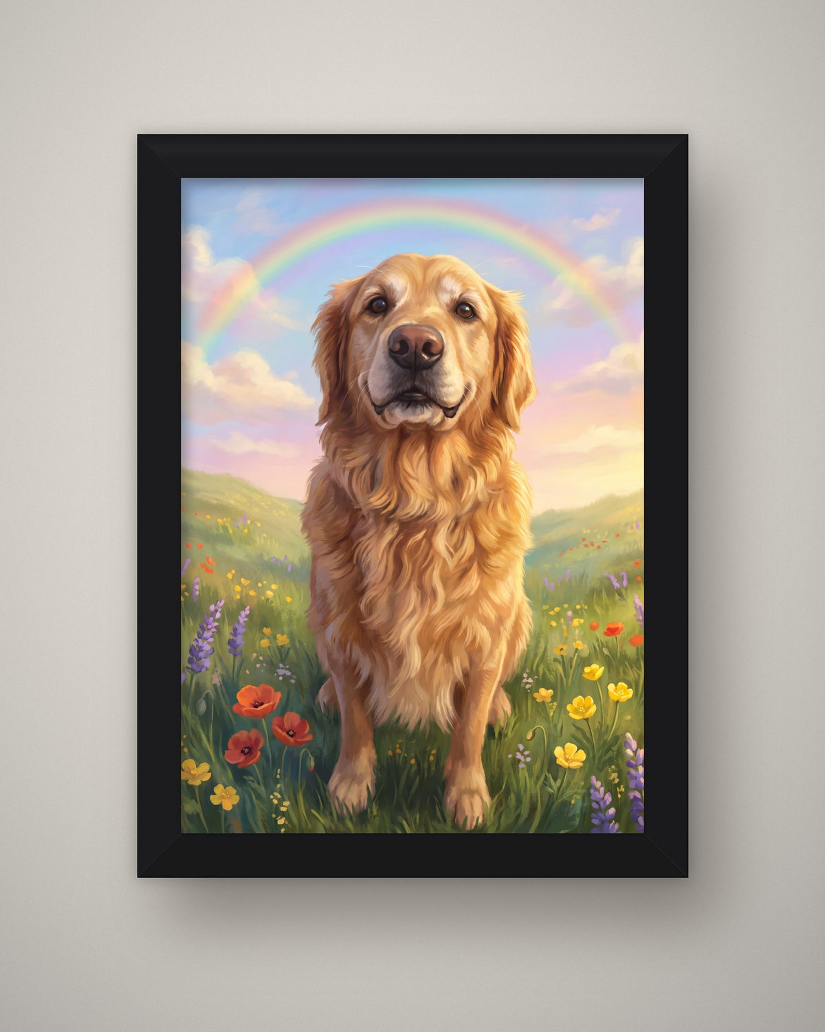 Format example: A4 framed in black, full A4 portrait, no mount