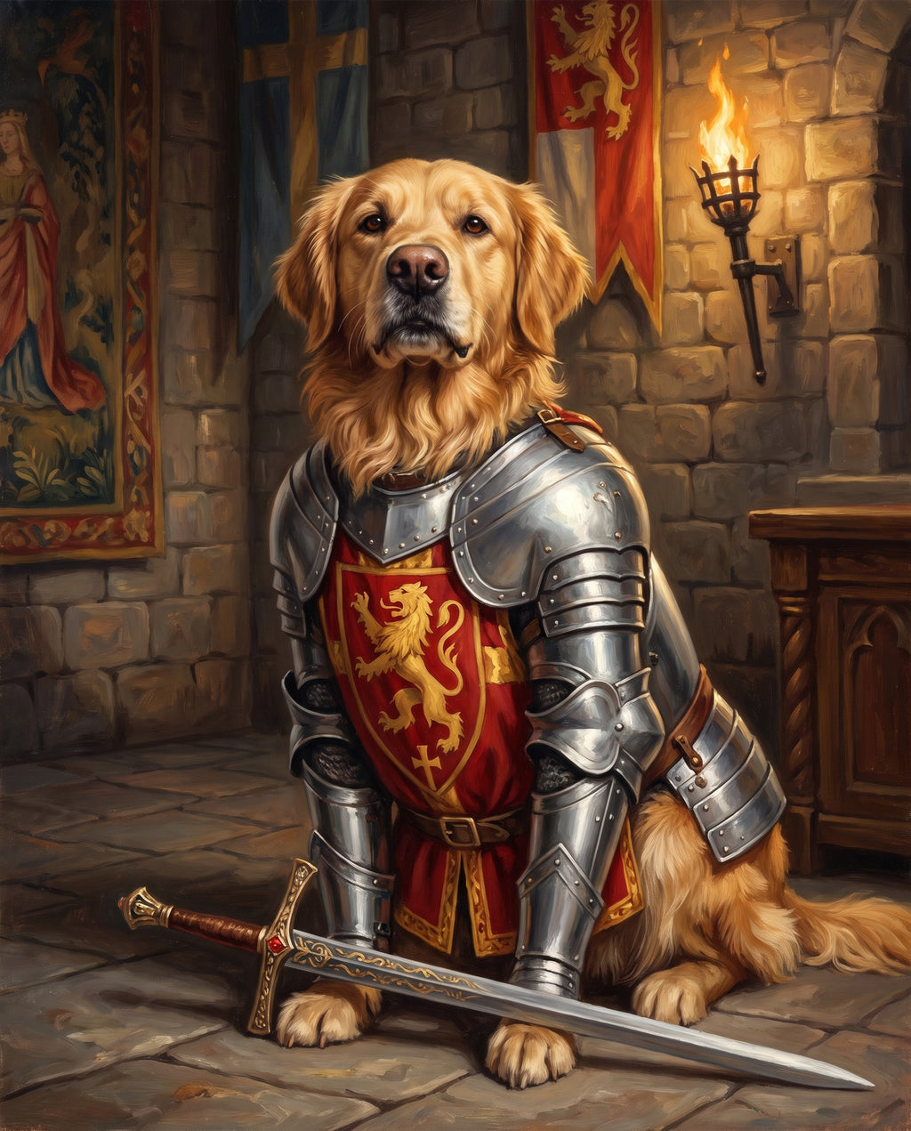 The Knight pet portrait sample