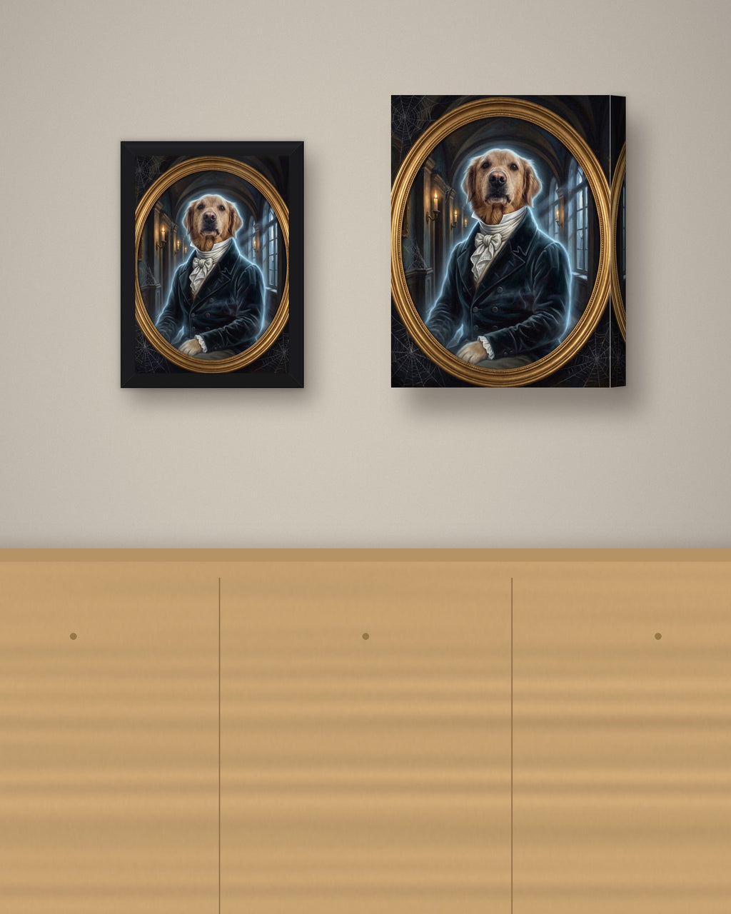 Format example: Example of a framed portrait on a wall