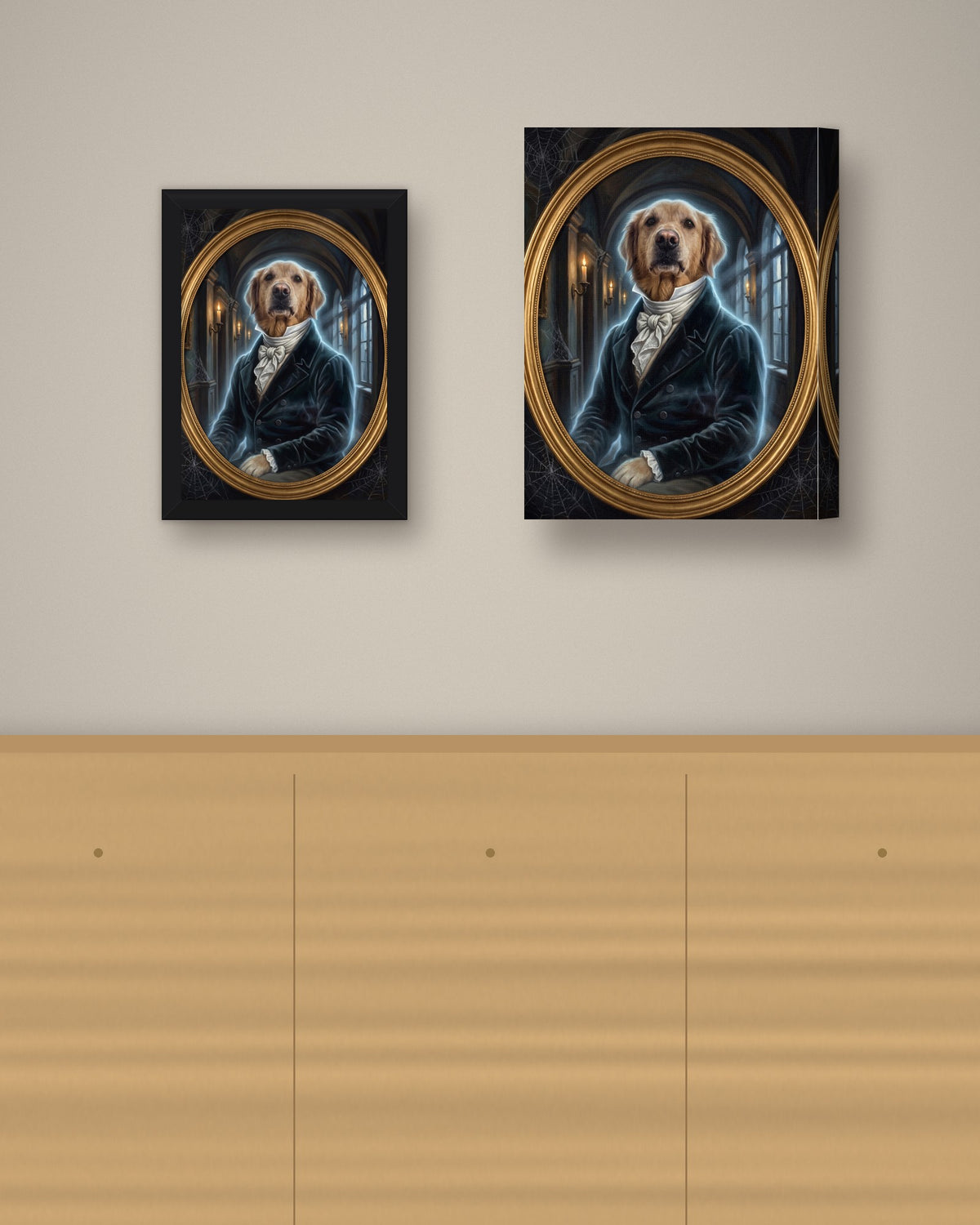 Format example: Example of a framed portrait on a wall