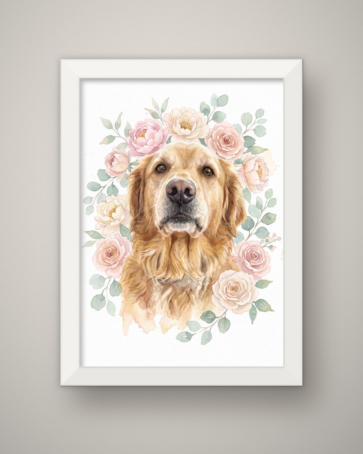 Format example: A4 framed in white, full A4 portrait, no mount
