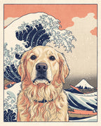 Woodblock Print pet portrait sample