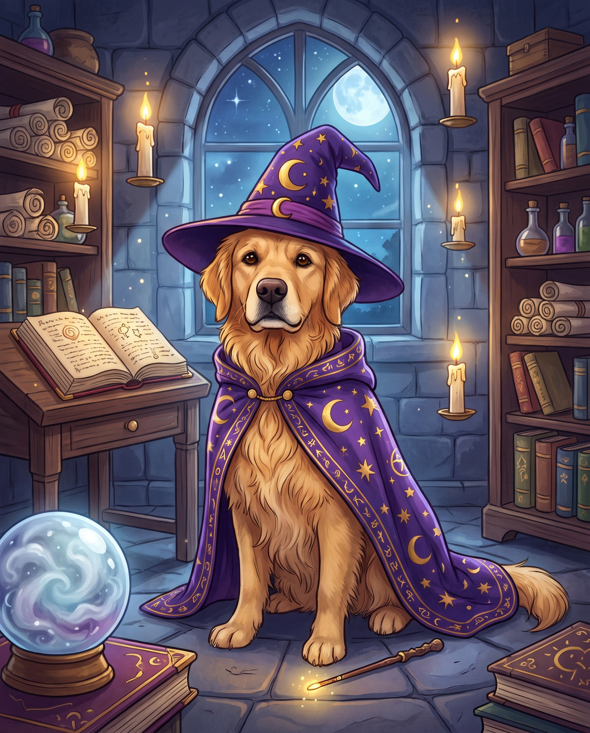 Little Wizard pet portrait sample