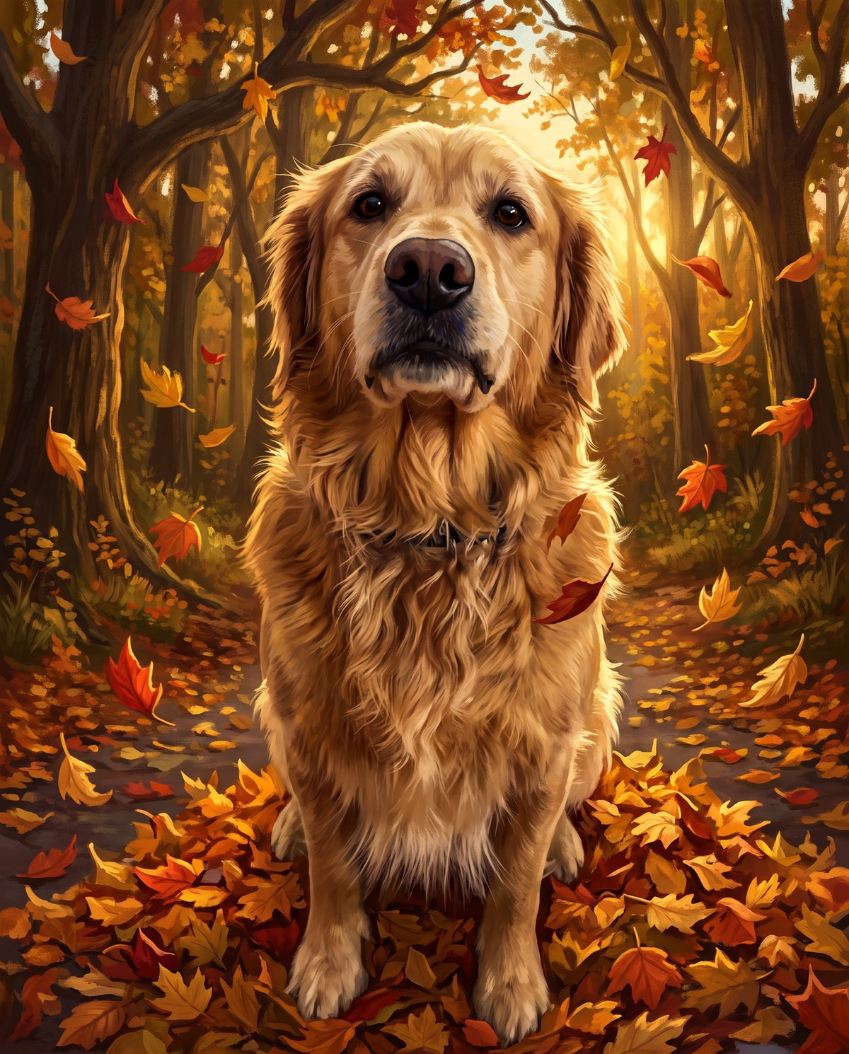 Autumn Leaves pet portrait sample