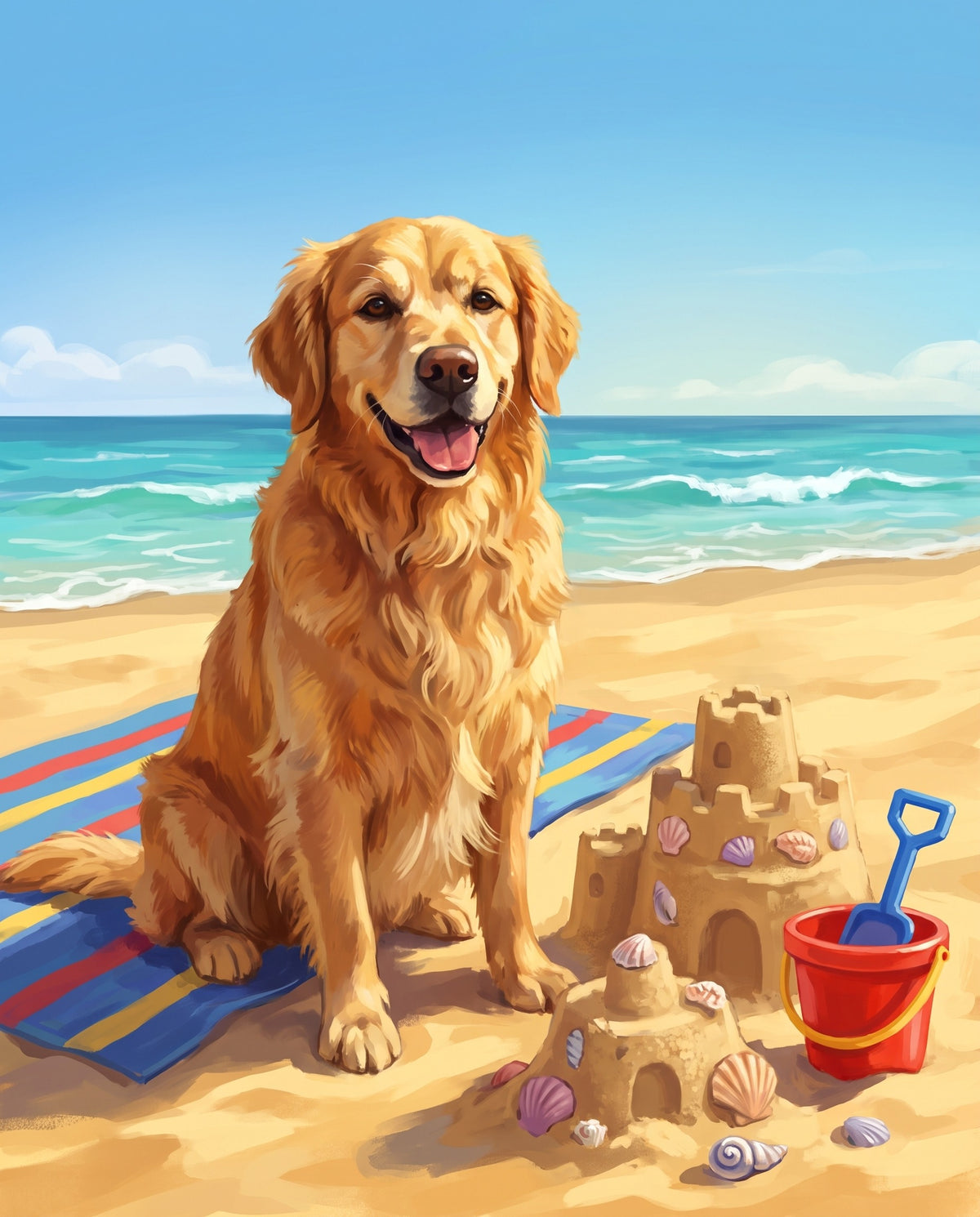 Beach Day pet portrait sample