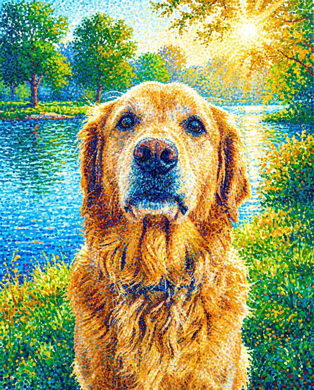 Pointillism pet portrait sample