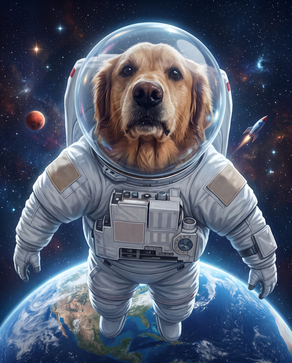 Astronaut pet portrait sample