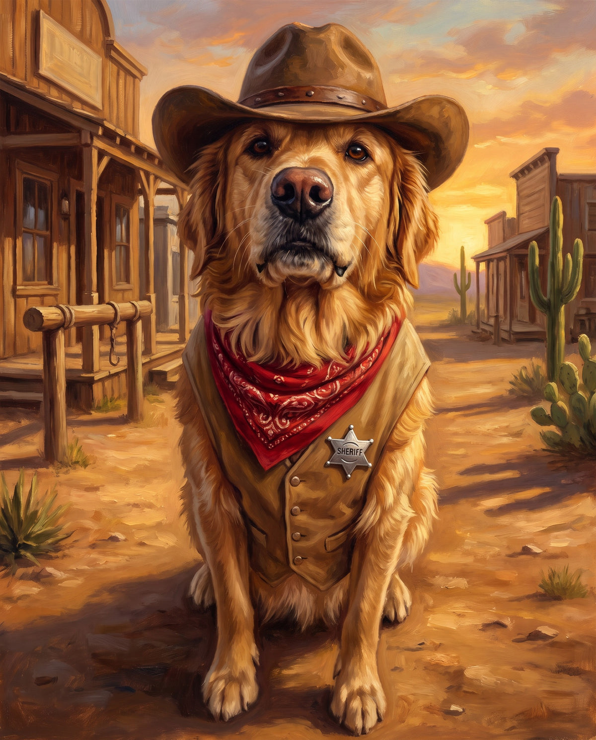 Cowboy pet portrait sample