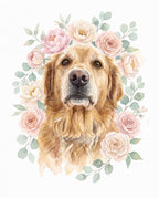 Watercolour Florals pet portrait sample