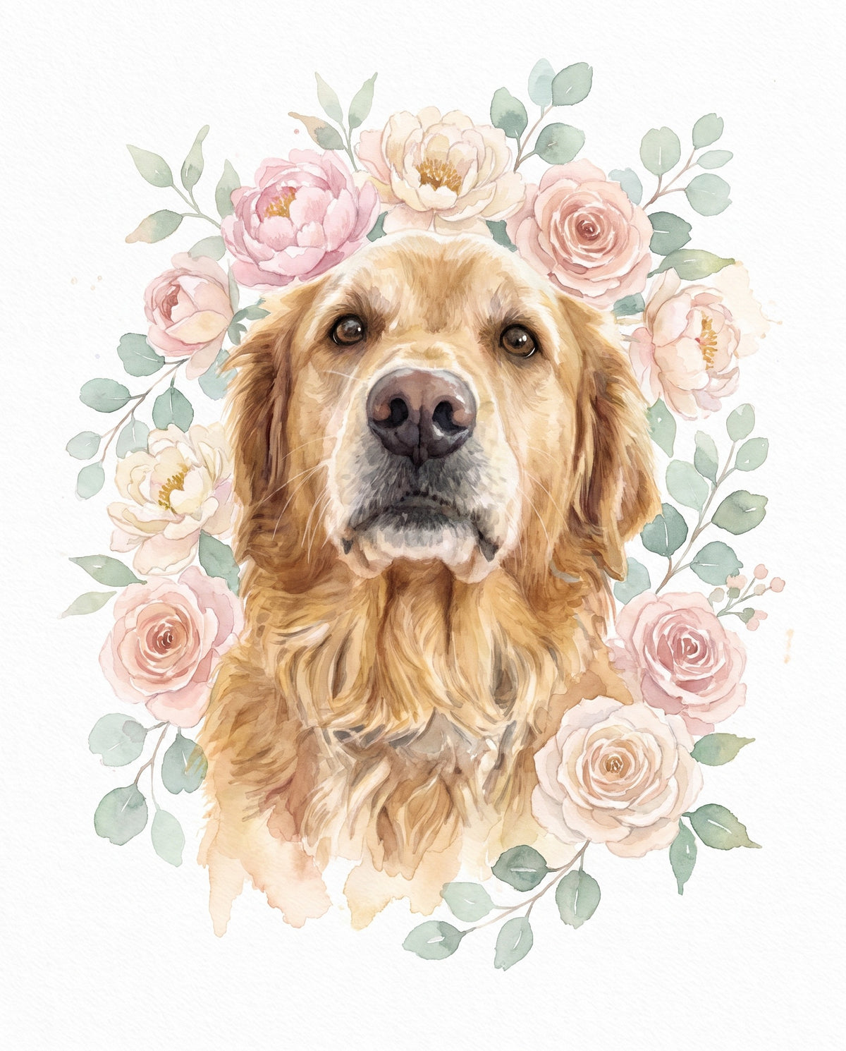 Watercolour Florals pet portrait sample
