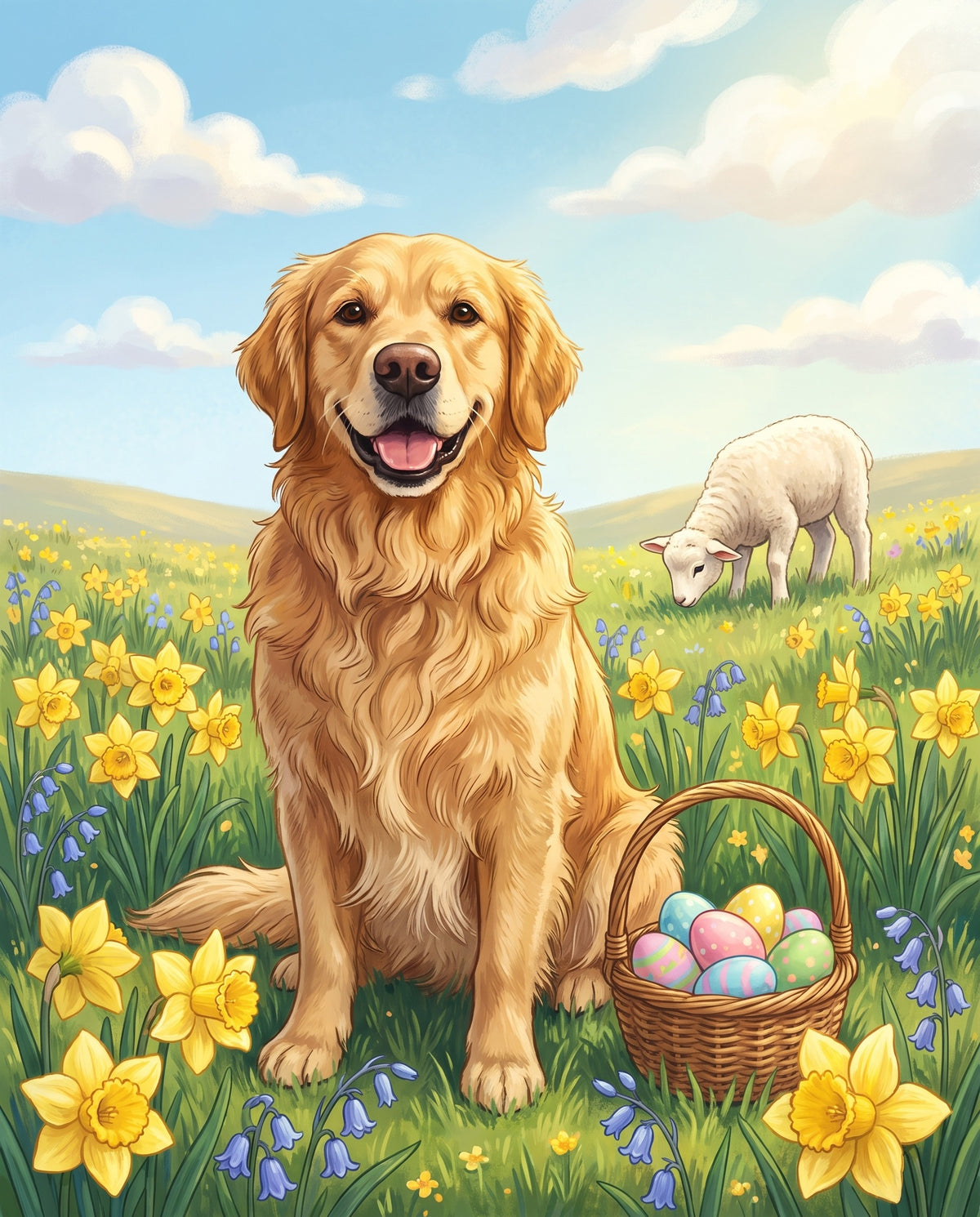 Easter Meadow pet portrait sample