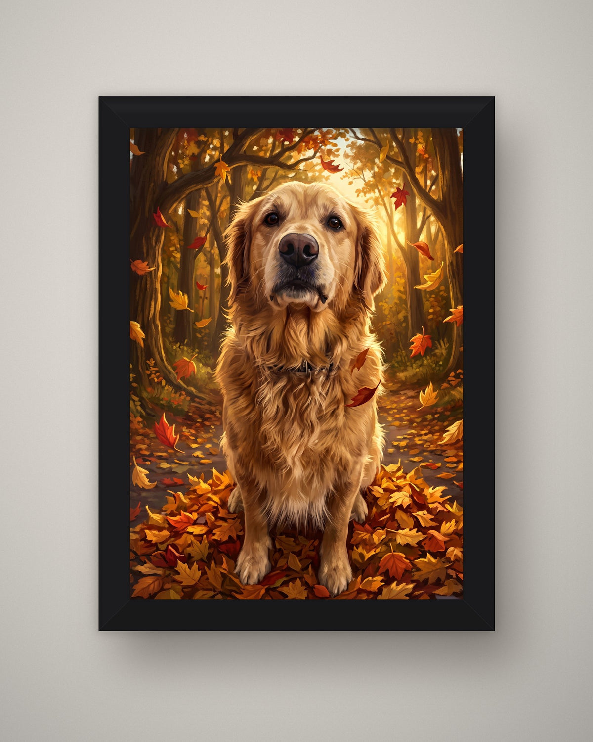 Format example: A4 framed in black, full A4 portrait, no mount