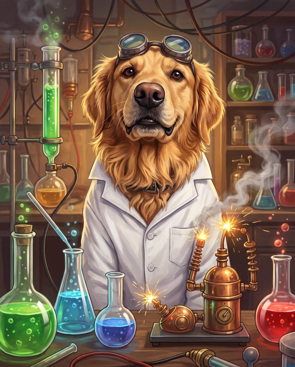 Mad Scientist pet portrait sample