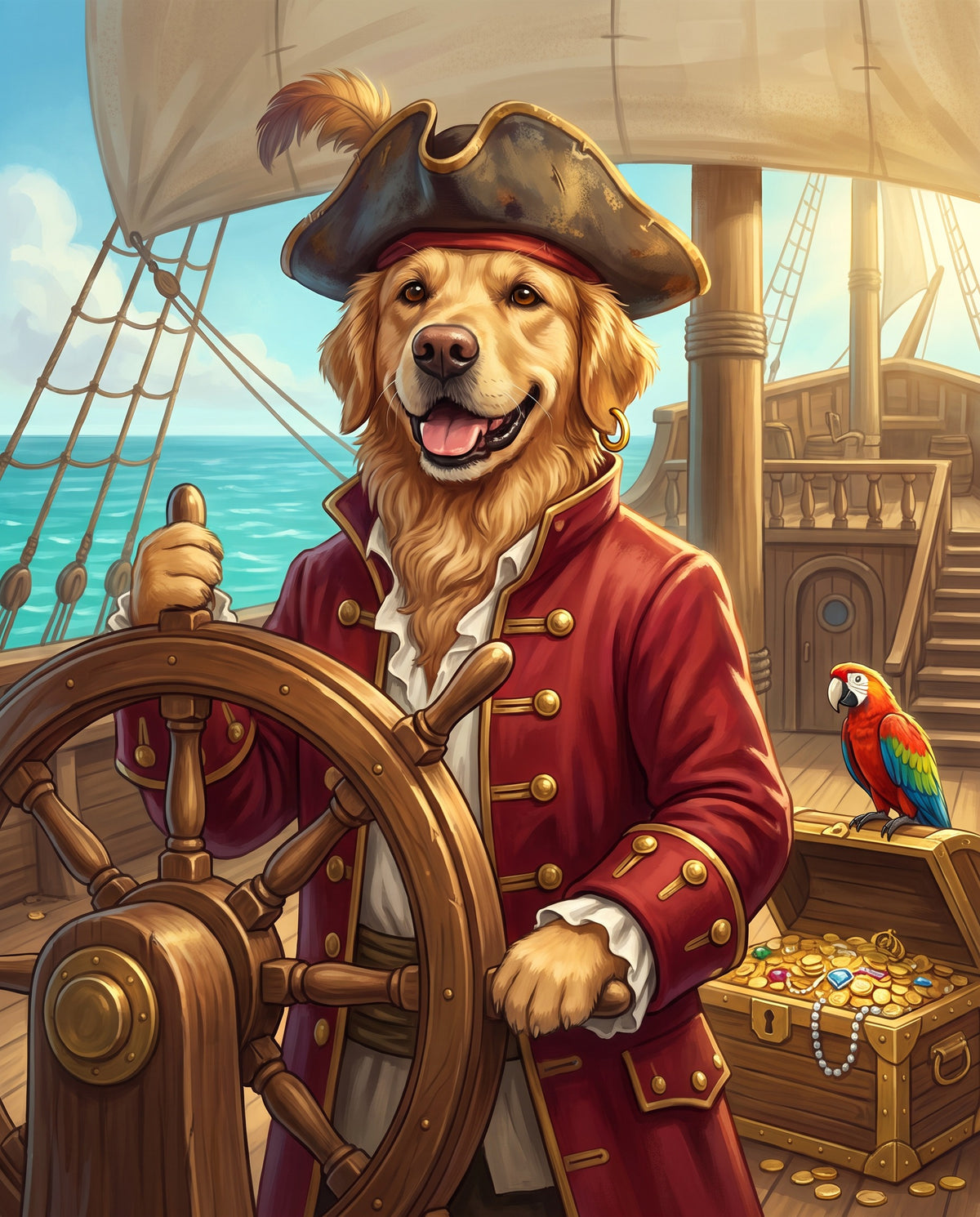 Pirate Captain pet portrait sample