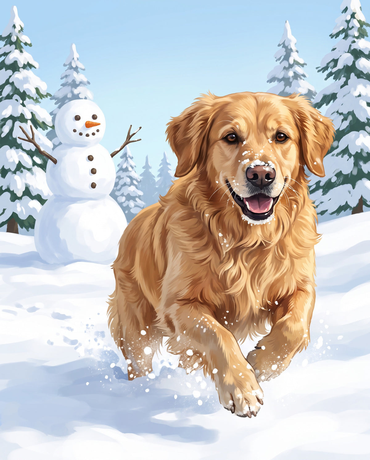 Snow Day pet portrait sample